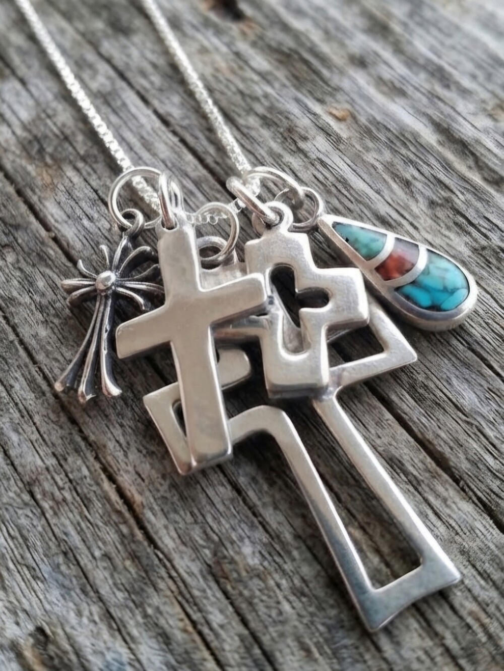 Sterling Silver Cross Charms NECKLACE - Picture 15 of 15